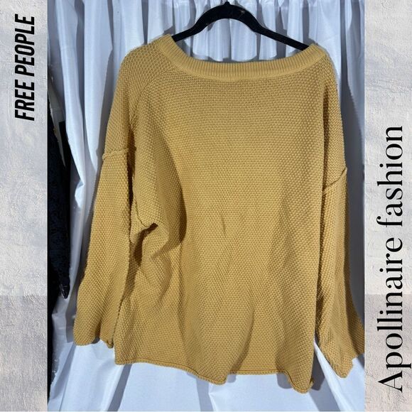 FREE PEOPLE HAILEE SWEATER TOP IN YELLOW GOLD NEW LARGE - Picture 6 of 6